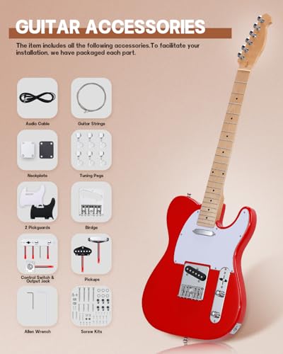 leo jaymz diy tl style electric guitar kitsspray-painted mahogany bodymaple neck including all components tl carnival red