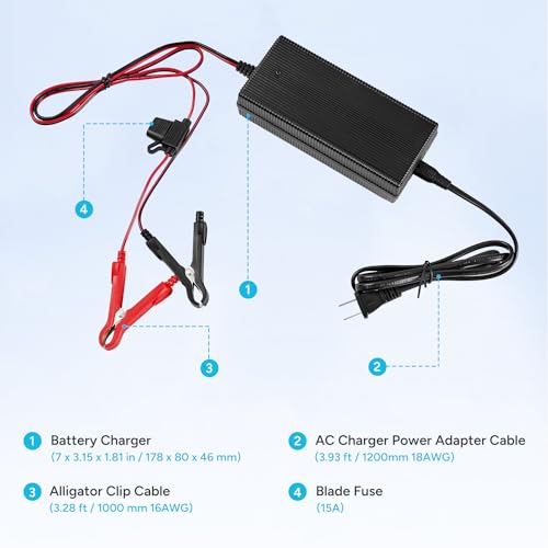 DR.PREPARE 14.6V 10A AC-DC LiFePO4 Lithium Battery Charger for 12V (12.8V) Lithium Iron Phosphate Battery, 3-Stage Smart Charging (CC/CV/Trickle), 6 Safety Protections, for RV, Solar Power, Off-Grid