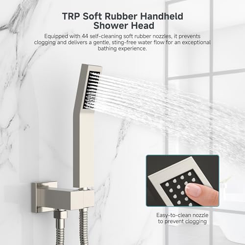 Image of SR SUN RISE Shower System 12-Inch Rainfall Shower Head Brushed Nickel