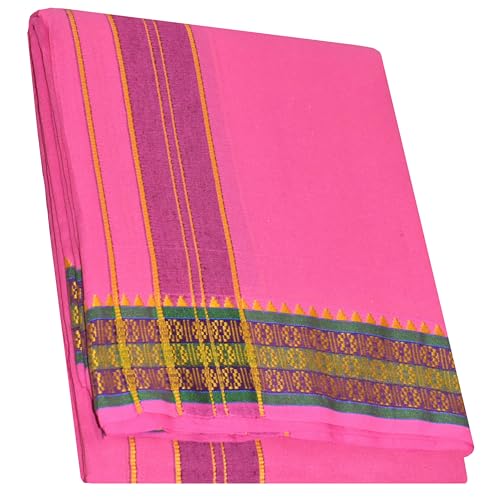 Image of TUNI MANI Men's Panchakacham Dhoti with Angavasthram with Zari Border, Cotton, Size: 9 X 5 (4.0mtr Dhoti, 2.25mtr Towel)