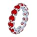 925 Sterling Silver Eternity Band Ring, 0.5CT Moissanite Gemstones, Fashion Jewelry (Red, 6)