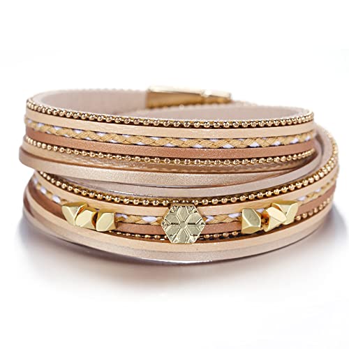 Bijoux de fête étincelants : le bracelet double tour en cuir et strass kaki