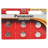 Carte de 6 batteries Panasonic CR2032 Lithium 3V