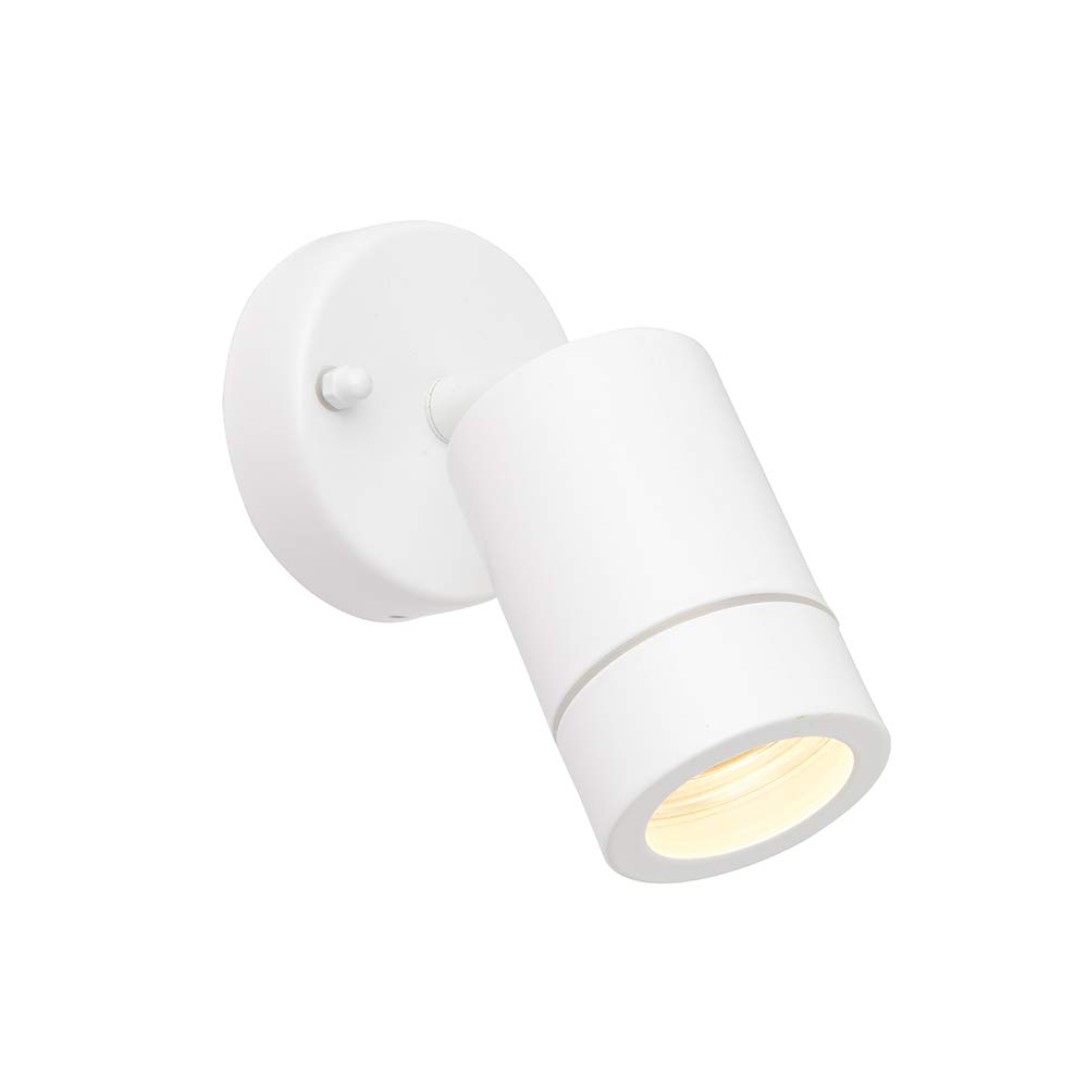 National Lighting PALIN Gloss White Steel External Outdoor Security GU10 Adjustable Tilt Wall Spot Light IP44 Rated