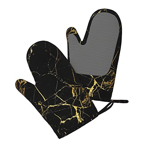 Gants de cuisine en marbre noir silicone résistant chaleur