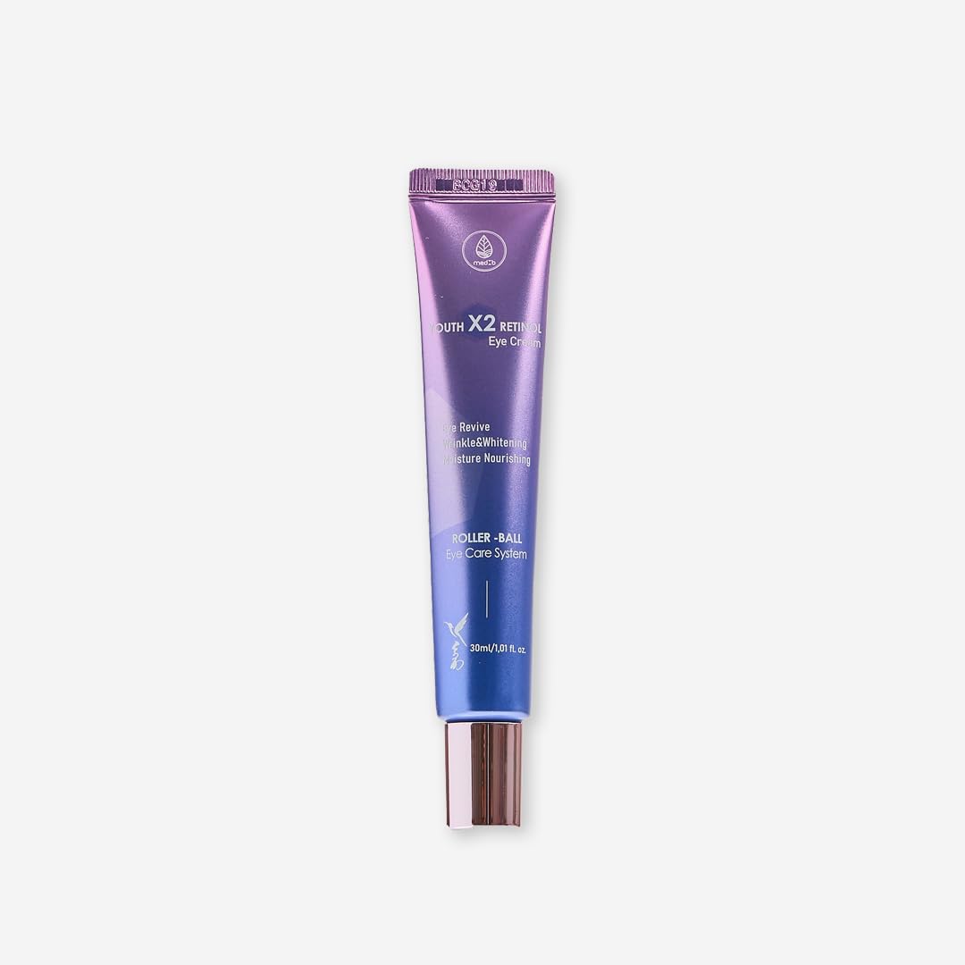 MEDB Youth X2 Korean Eye Cream with Retinol, Peptides & Cooling Triple Roller – Hydrating & Brightening Skincare for Puffiness, Dark Circles, Fine Lines – 30ml