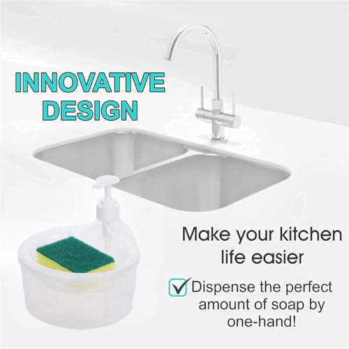 Image of 2 in 1 Multifunctional Plastic Liquid Soap Dispenser & Dish Washing Scrubber Sponge Holder