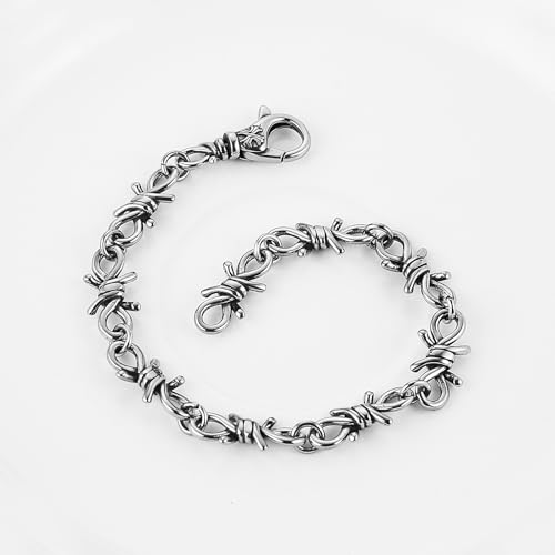 HZMAN Barbed Wire Bracelet for Men Biker Gothic Punk Stainless Steel Link Bracelet Jewelry Gift4