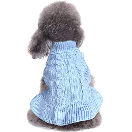 Knitted Small Dog Sweater Dress, Turtleneck Warm Winter Puppy Clothes