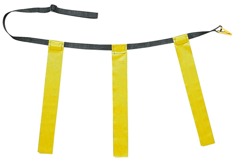 Martin Sports Dozen Pack (12) Adjustable Flag Football Belts; Quick Release, One-Piece Design with 3 Flags (Yellow, X-Large)