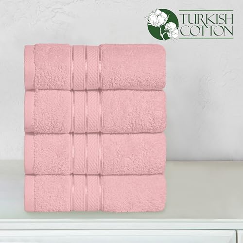 Image of Elegant Comfort Three Line Popcorn Towel Set for Bathroom 16 x 28 inches, Premium Hotel Quality 4-Pack Hand Towels, 100% Turkish Cotton, Soft and Durable, Quick Dry and Highly Absorbent, Dusty Pink