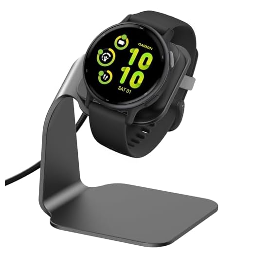 EZCO Charger Dock Compatible with Garmin Vivoactive 3 4 / Vivoactive 3 Music, Premium Aluminm Charging Cable Stand Base Station USB Date Syn for Fenix 5 5X 6 6X Venu Smartwatch, Black