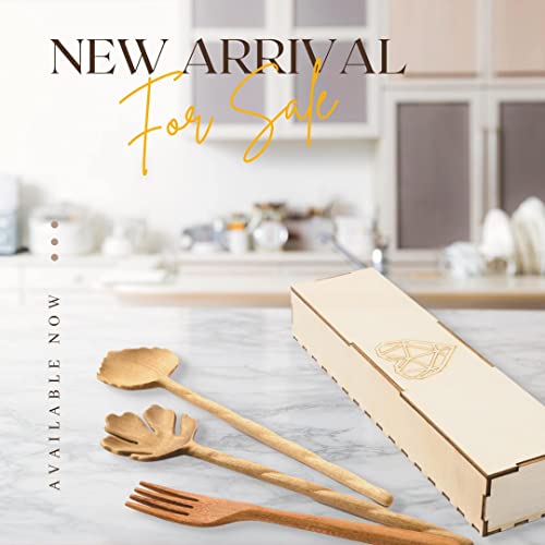 Jabihome Wooden Spoons And Forks Set Of 3, Salad Servers For Thanksgiving Decorations, Serving Utensils Cooking Gifts For Women, Christmas Gifts For Mom, Funny White Elephant Gifts For Adults #TOP7