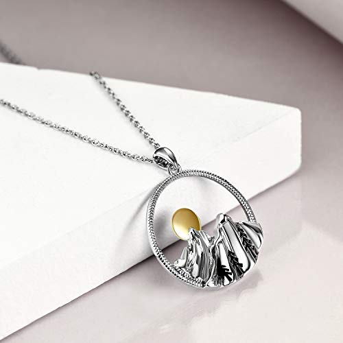 YFN Mountain Necklace for Women Sterling Silver Mountain Pendant Necklace Nature Jewelry Gift for Skiers, Hikers, Campers, Climbers and Nature Lovers3