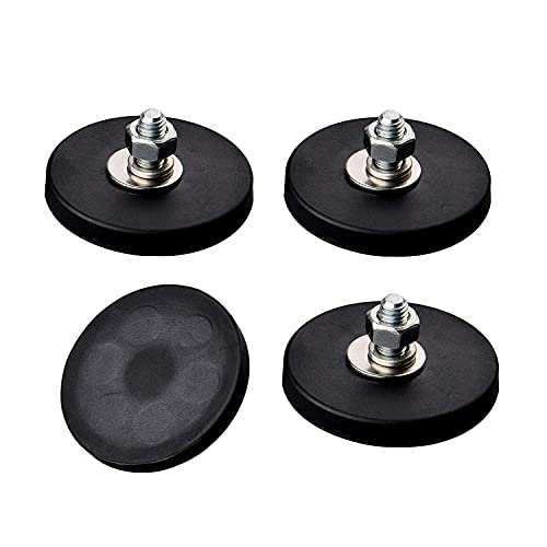 Get Discount Offer ULIBERMAGNET 4Pack Anti-Scratch Mounting Magnets Strong 24LB M6 Male Thread Stud, Rubber Coated Neodymium Magnets with Stud for Mounting led Lighting, Fixtures, Holding Tools and Organiazation Items