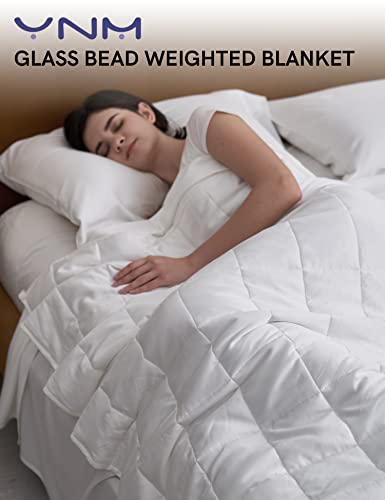 YnM Kids Weighted Blanket, Oeko-Tex Certified Breathable Cotton Material with Premium Glass Beads (White, 41''x60'' 7lbs), Suit for One Person(~60lb) Use on Twin Bed