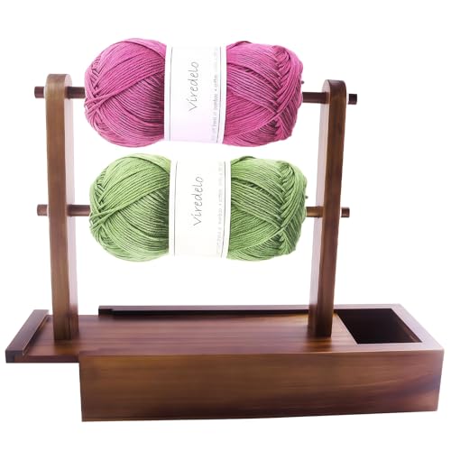 Image of Yarn Holder Dispenser for Crocheting,Yarn Storage Box,Walnut | For Crocheting, Yarn Storage Box, Easy Assembly