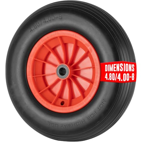 EURO VANADIUM Roue de Brouette Increvable 15 pouces 400 mm - Axe 20 mm - Roue Pleine Anti-Crevaison...