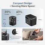 Universal Travel Adapter Worldwide, GaN Fast Charging with PD 3.0 USB-C & USB-A Quick Charge Ports, All-in-One International Power Plug Adapter Converter AC Wall Charger for Europe USA UK AUS Black - Image 4