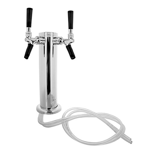 Dual Beer Tower Dispenser - Draft Kegerator Tower Beer Dispenser Kit with 2 Faucet Tap Handles & Caps, Hose, Keg Wrench