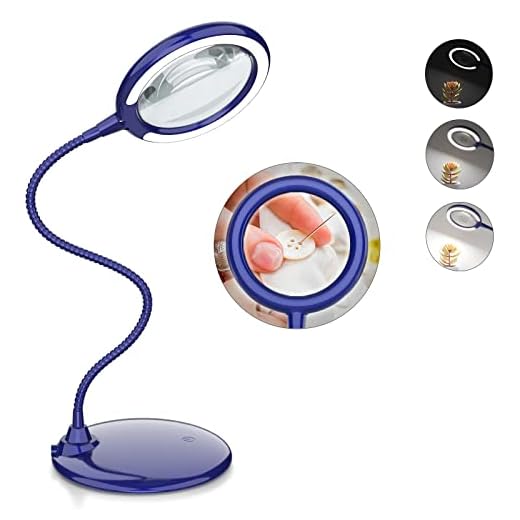 Magnifying Glass with Light and Stand Hands Free, Lighted Magnifying Glass for Reading,5X Magnifying Glasses with Light for Close Work,Hobbies, Crafts(Blue)