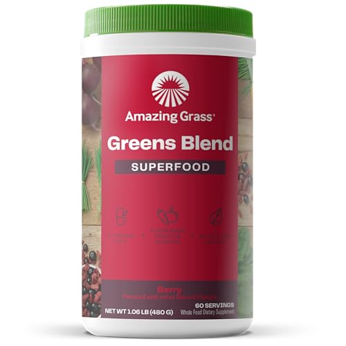 Amazing Grass Greens Superfood Powder: Greens Powder with Digestive Enzymes & Probiotics, Organic Spirulina, Chlorella, and Beet Root Powder, Berry, 60 Servings - Image 6