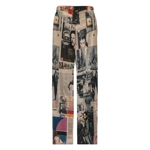 Newspaper Print Pajama Pants for Men Soft Lightweight Lounge Pj Bottoms with Drawstring Pockets 5
