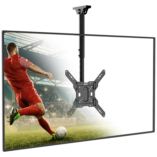 Mount-It! Ceiling TV Mount for 32-65 Inch Flat Screens, Full Motion Adjustable Bracket with 360° Swivel, Tilt, Height Settings, Fits VESA 100x100 to 400x400, Holds 99 lbs, for Slanted or Flat Ceilings