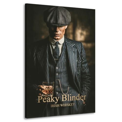 Toile Peaky Blinder design vintage Shelby sous cadre en bois véritable