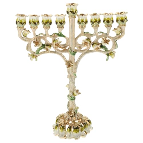 HOLIDYOYO Hanukkah Menorah Candle Holder Metal Floral 9 Branches Candelabra Candlestick Stand for Jewish Israel Party Decoration