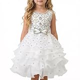 BD.SUN Handmade Beaded Rhinestone Girl Dress Birthday Formal Party Wedding Dresses Beauty Pageant Dress (Silver,3 Years)
