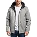 Jackets For Men Fashion, Soft Fleece Hoodie Jacket-Full Zip Sweatshirts Coat With Pocket Mens Raincoat Hood Waterproof Lightweight Packable Rain Office Smoking (XXL, Gray)