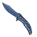 Spring Assist One Hand Opening Folding Knife,Ideal for Hiking Camping, Blue Titanium