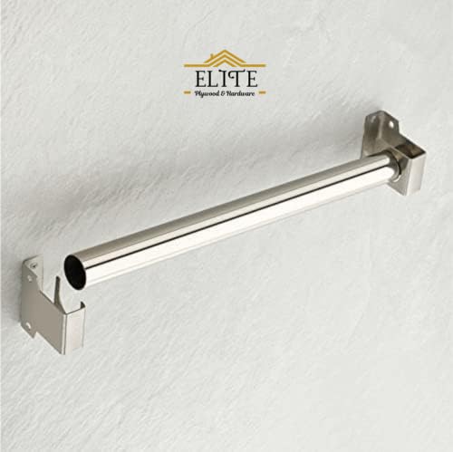 Image of Elite Stainless Steel Solid 25 mm Curtain Rod 1Inch Universal Wall to Wall Bracket for Door and Windows with Complete Fittings - Pack of 2 Pair (4 PCS.)