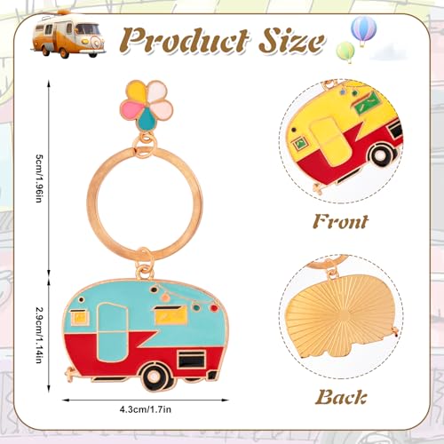 Morocket 2 Stück Schlüsselanhänger Wohnwagen, Cartoon Schlüsselanhänger, Camper Schlüsselanhänger, Retro Reiseanhänger Schlüsselanhänger Zubehör, Niedliche Schlüsselanhänger für Dekor Reise Camping