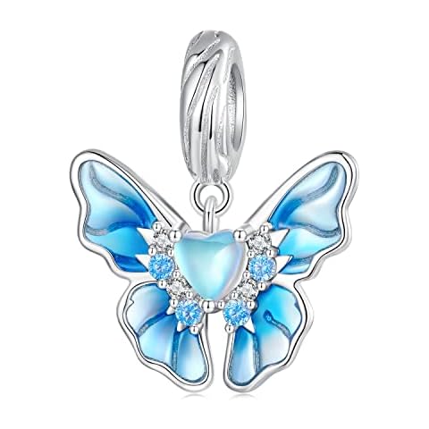 Shining Charm Cute Enamel Butterfly Pendant Dangle Charms for Bracelets Moments Women's Girls 925 Sterling Silver Bracelet Necklace Charm Animal Charms Cover