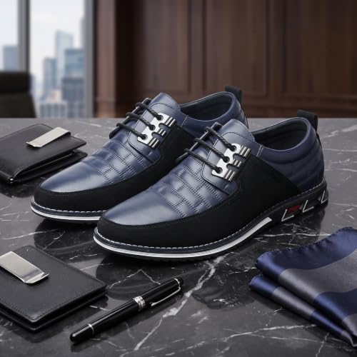 Image of Mens Dress Shoes Casual Business Oxford Derby Orthopedic Leather Shoes Simple Lace-up Walk Loafers Flats Shoes for Men