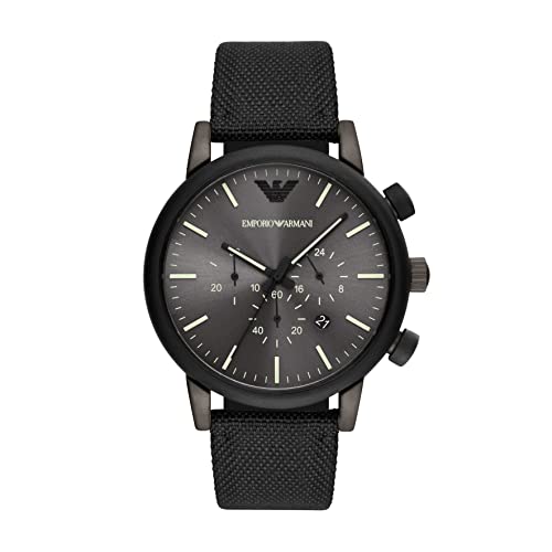 Emporio Armani Mens 46 mm Grey Dial Fabric Chronograph Watch - AR11409 (Not assigned,Not Assigned) (B09BBJ3F84) Amazon Price History, Amazon Price Tracker