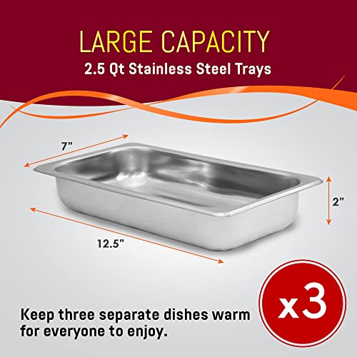 image for Elite Gourmet EWM-6171 Triple 3 x 2.5 Qt. Trays, Buffet Server, Food W