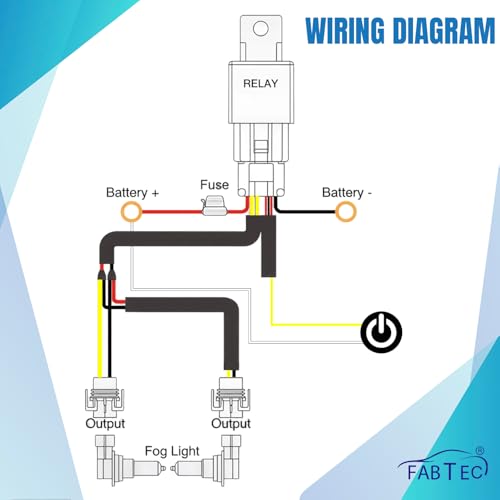 Image of FABTEC H8 / H11 Heavy Duty Relay Wiring Harness Kit Supports High Power UPTO 300 Watts, 5 Pin Adapter Cable Plug for HID Fog Lamps with Hi /Lo Beam Switch & Safety Fuse (No Bulbs Included)