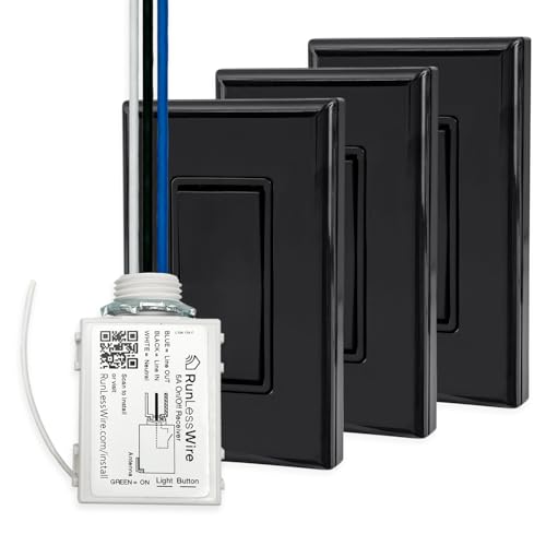 Image of RunLessWire 4-Way Battery-Free Wireless Light Switch Kit - Black