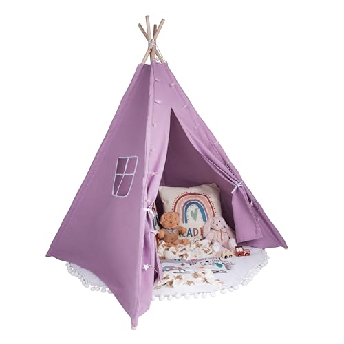 Relsy Tipi - Tienda de campaña para niños (140 x 120 cm, color púrpura, para niñas y niños, color morado