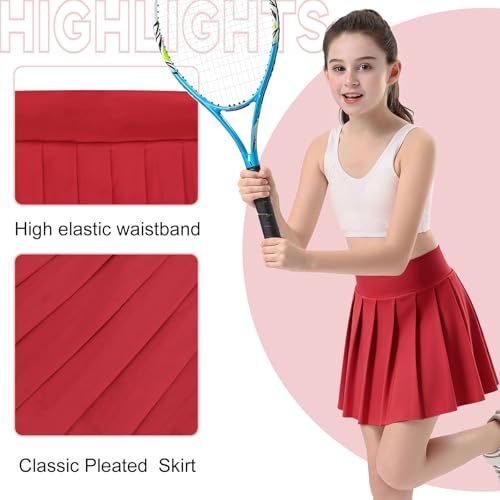 Image of Bezioner Girls Tennis Skirt A-Line Pleated Skirt with Shorts Pocket Uniform Skort for Golf Athletic Cheerleading