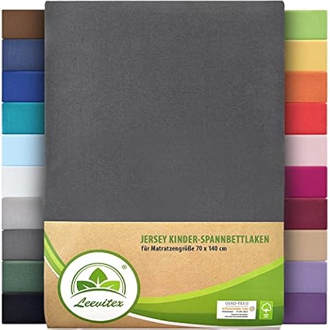 Premium Kinder Spannbettlaken leevitex® | 2er Set | Für Babybett & Kinderbett 70 x 140 cm | 100% hochwertige Mako-Jersey-Baumwolle Cover