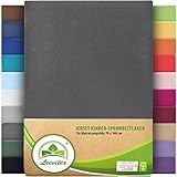 leevitex® Premium Kinder Spannbettlaken | 1 Spannbetttuch | für Babybett & Kinderbett 70 x 140 cm | 100% hochwertige Mako-Jersey-Baumwolle - 170 g/m² | Öko-Tex | Anthrazit/Grau