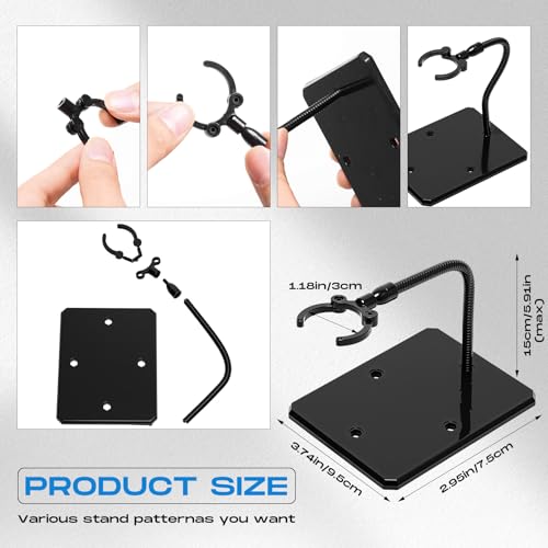 Image of Wonderjune 12 Pcs Action Figure Stands for 8 to 12 Inches Dolls Flexible Assembled Action Figure Display Holder with Adjustable Metal Support Arm Stands Base(Black)