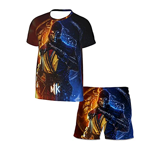 Lczzd mortal kombat kid's short-sleeved suit 3d printing round ne…