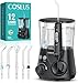 COSLUS Munddusche Elektrische Professional Zähne: 2 Modi & 12 Druckstufen – 600ml Wassertank Zahndusche für Familien Oral Health Enthusiasten/Orthodontie-Pa... –Haushalt & Bad mit 5 Düsen– Schwarz