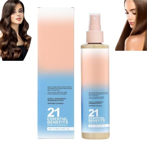 Multi-Tasking Leave-In Spray for Color Treated Hair - Heat Protectant with UV Shield & Frizz Control - Sulfate-Free Vegan Formula for Damaged & Curly Hair (1 pcs)