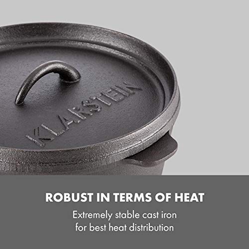 Klarstein Hotrod Dutch Oven Set 7-Piece Cookware Set BBQ Cast Iron for Cooking Frying Baking on Open Fire (Dutch Oven Pot with Various Sizes, Extra-High Lid Rim, Easy Handling) - Black 4 Gallery Image